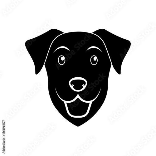 smiling dog head icon silhouette on white backgrou.svg