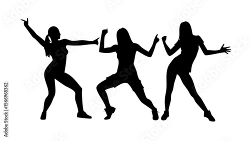 Dance silhouettes: Capturing the fluid grace and dynamism of dance, three silhouette figures elegantly move across the frame, showcasing a sense of rhythmic expression and captivating energy. 