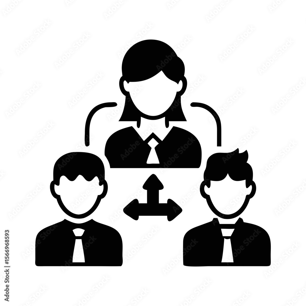 Fototapeta premium Hierarchical Team Structure with Communication, Direction, and Leadership Icon Symbol