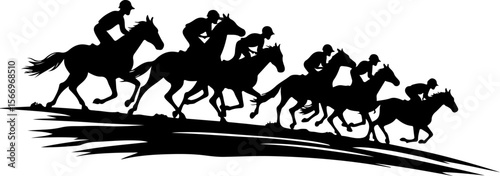 Cowboys Riding in Mountains Silhouette vector bundle