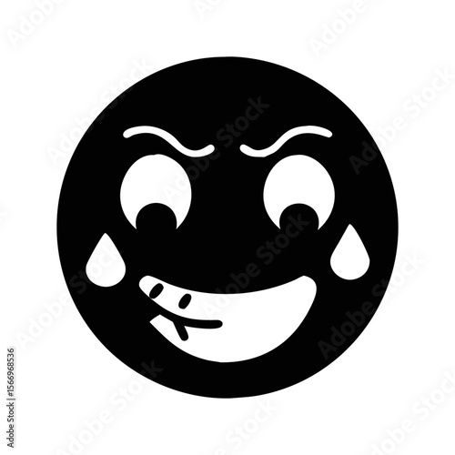 Black and White Emotion Illustration Showing a Sly and Mischievous Expression