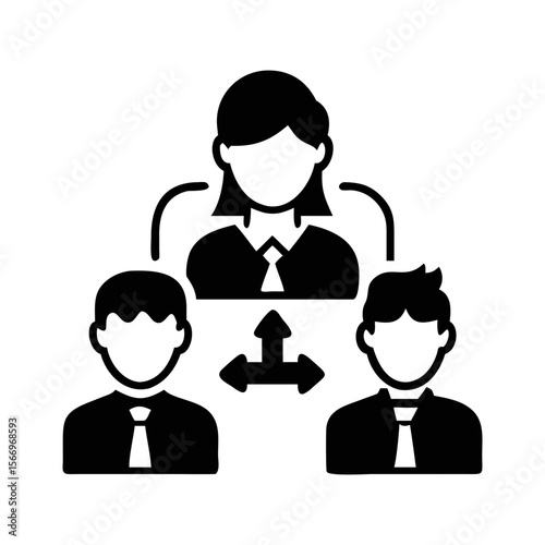 Hierarchical Team Structure with Communication, Direction, and Leadership Icon Symbol
