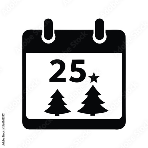 Icon representing Christmas holiday calendar with a date marked as December 25th