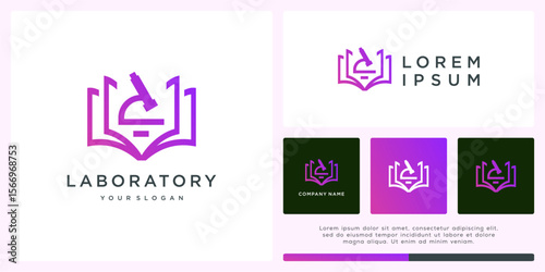 Laboratory book logo design combine for study