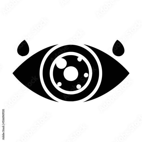 Abstract depiction of a crying eye with concentric circles around the iris