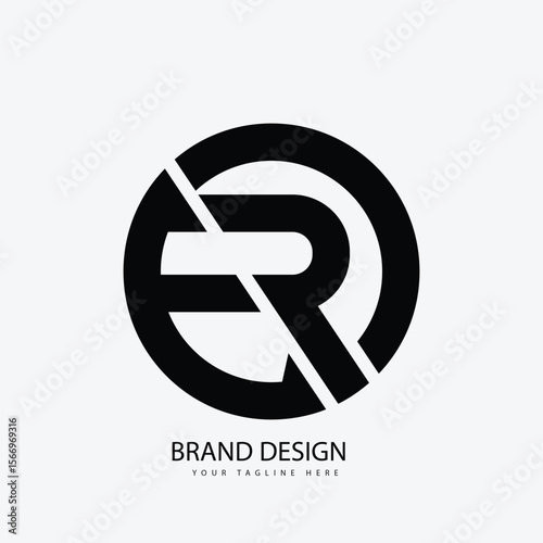 letter Er or Re abstract geometric alphabet minimal logo