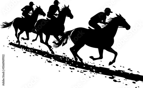 Cowboys Riding in Mountains Silhouette vector bundle