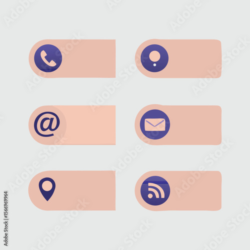 Web Kontakt Symbole – Flaches Vektor-Icon-Set für E-Mail, Telefon, Standort & Social Media