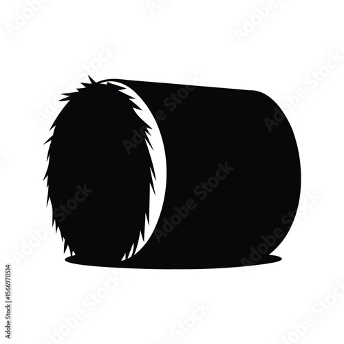 Silhouette of a Rolled Hay Bale, a Rural Farming Illustration