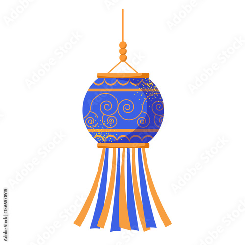 Traditional Indian festival of lights Diwali. Set of attributes for festive decor. Vector illustration. In a flat style on a white background.
