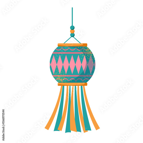 Traditional Indian festival of lights Diwali. Set of attributes for festive decor. Vector illustration. In a flat style on a white background.