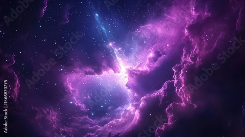 A Stunning Cosmic Nebula in Vibrant Purple and Blue Hues Whispering the Secrets of the Universe