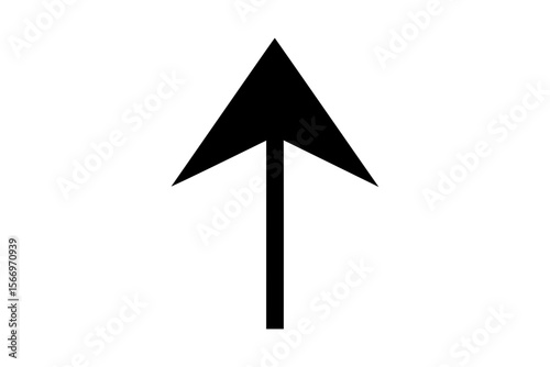 Black upward pointing arrow graphic on white background simple directional symbol