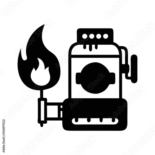 A bold vector silhouette of a blowtorch with a retro design