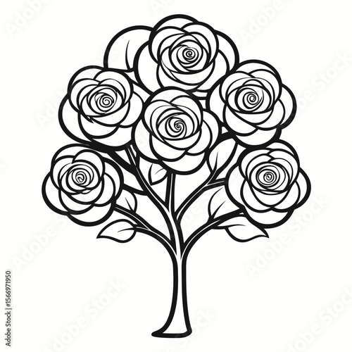 vector illustration of a rose tree