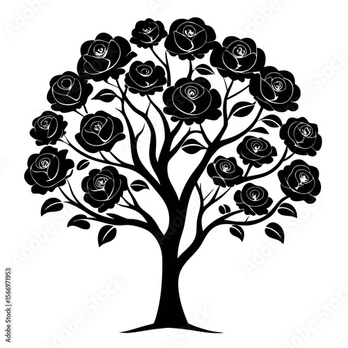 black and white tree