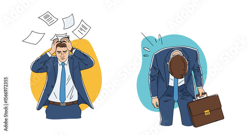 Business professionals experiencing stress and overwhelm in the workplace leading to mental exhaustion and burnout