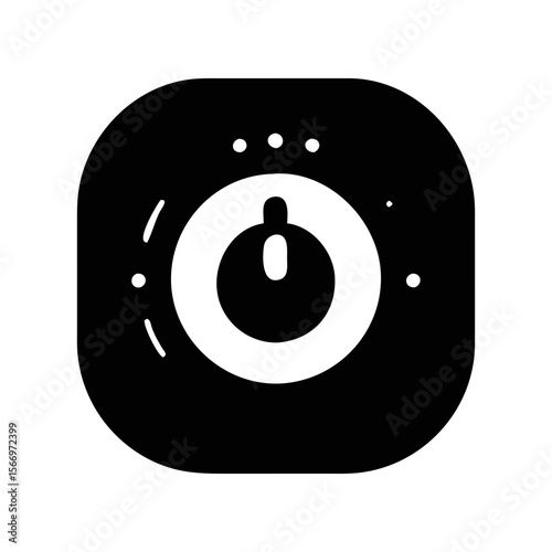 Minimalist Square Icon Featuring a Power Button Within a Circular Frame