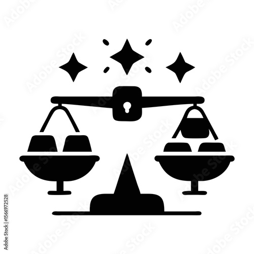 Scales of Justice Representing Fairness and Balance with Celestial Sparkles