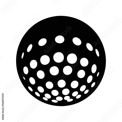 Black and white golf ball with dimples on a white background image
