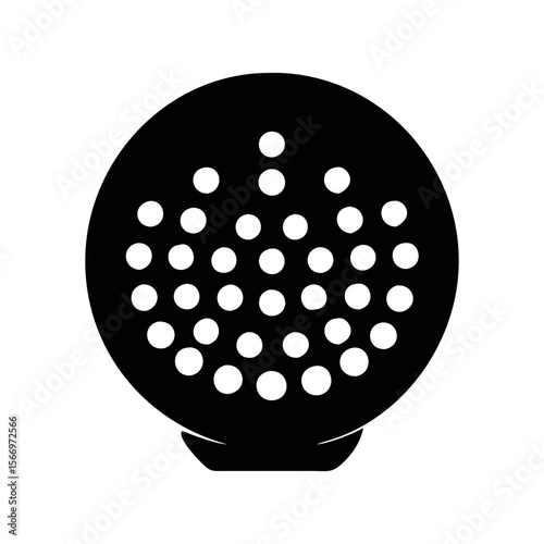 Stylized Golf Ball Icon with Black Background and White Dimples Illustration