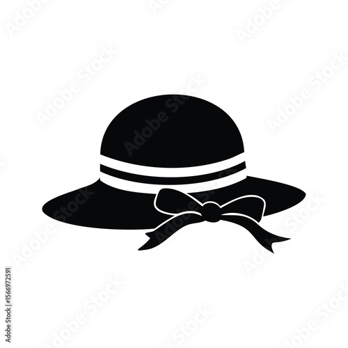 Elegant black sunhat with a charming bow, a stylish summer accessory