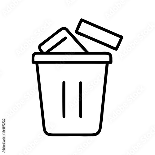 Open trash bin with garbage lid and waste inside  