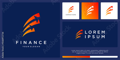 Minimalist finance logo design with arrow and line