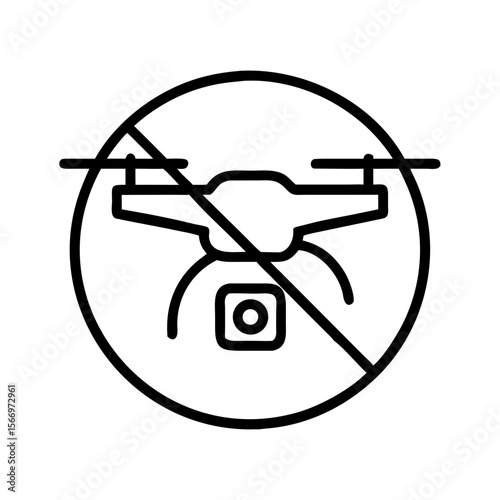 No drones allowed symbol in minimalist black and white style  