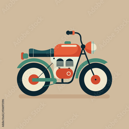 Old-school vintage motorcycle with retro gas tank and custom handlebar design for biker garage, classic ride, or mechanic themes