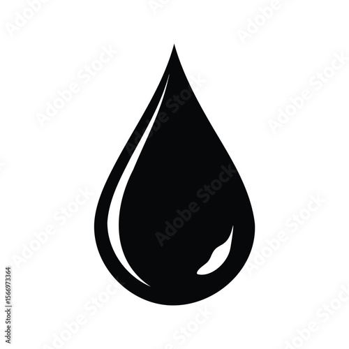 Stylized black and white image depicting a falling drop of liquid