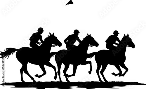 mountain horses, riders, vector bundle