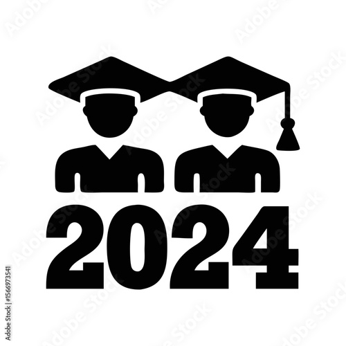Class of 2024 Graduation Celebration Featuring Two Graduates in Black Silhouette
