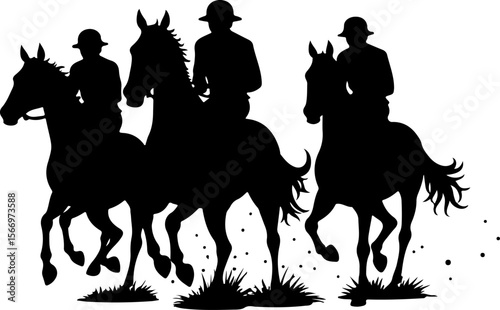 mountain horses, riders, vector bundle