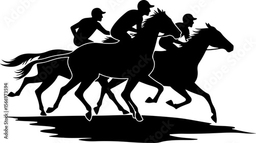 mountain horses, riders, vector bundle