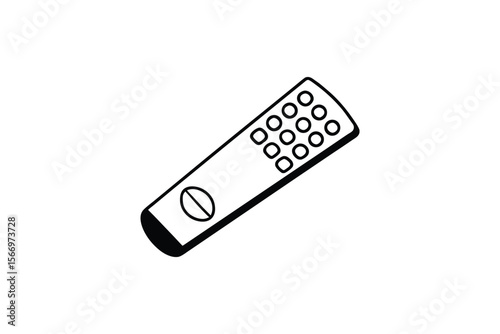 Simple Remote Control with Circular Buttons in Black and White Silhouette Style