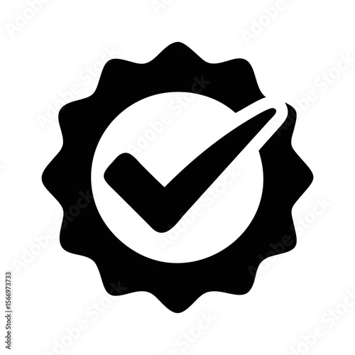 Quality Approval Badge with Check Mark for Successful Validation and Verification