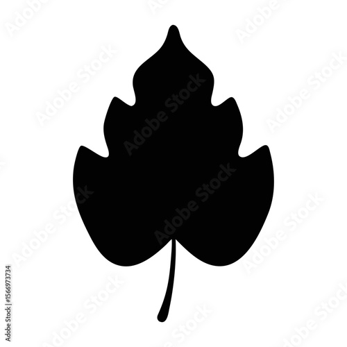 A Simple Black Silhouette of a Single Leaf with Three Lobes