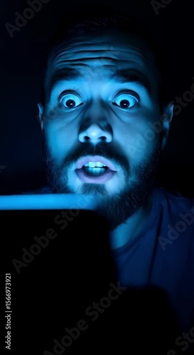 Shocked husband silhouette reading wife’s phone in secret at night, suspicious man spying partner mobile device, discovering surprising message alone indoors

