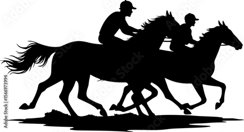 mountain horses, riders, vector bundle