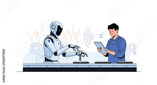 Human robot collaboration in advanced manufacturing showing smart automation and digital transformation of industry