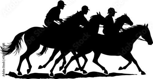 mountain horses, riders, vector bundle