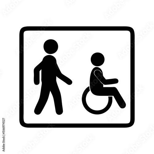 Symbol of inclusive accessibility promoting pedestrian and wheelchair user access
