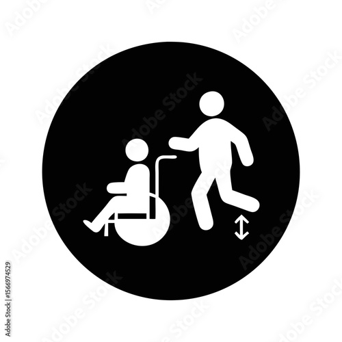 Symbol indicating assistance to person in wheelchair access and safety