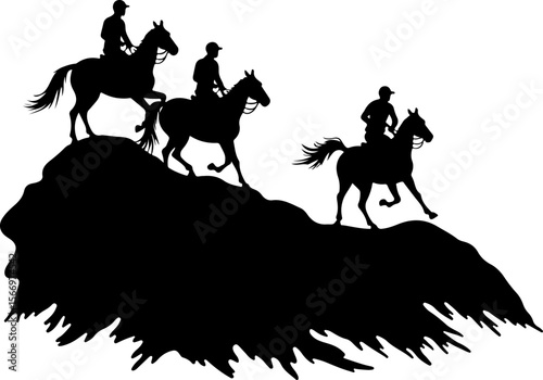 mountain horses, riders, vector bundle