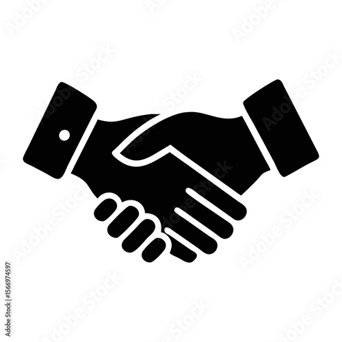 A symbolic representation of a business handshake in a silhouette style