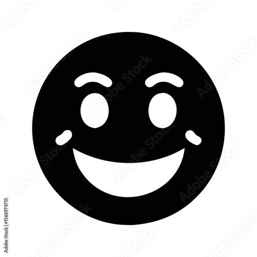 Black smiling emoticon with rosy cheeks is simple and easily recognizable