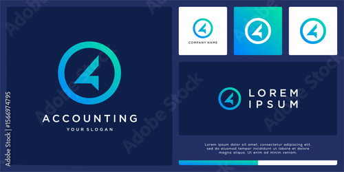 Accounting logo design with circle and arrow combine