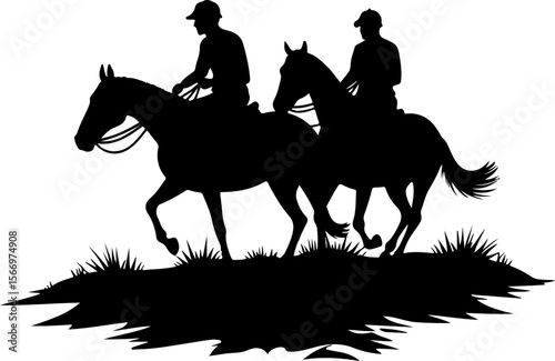 Mountain Horse Racing Downhill Silhouette vector bundle