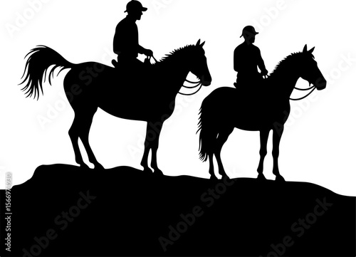 Mountain Horse Racing Downhill Silhouette vector bundle